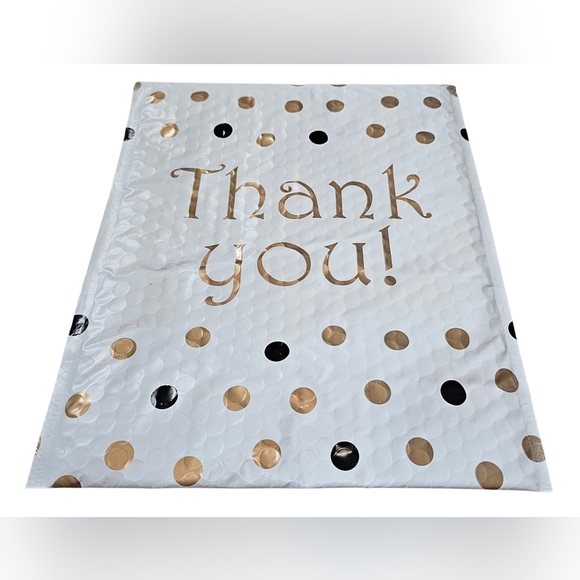 Other - Polka Dot "Thank You" Bubble Mailer. 10 Count 8½ x 11". Self Sealing, Waterproof